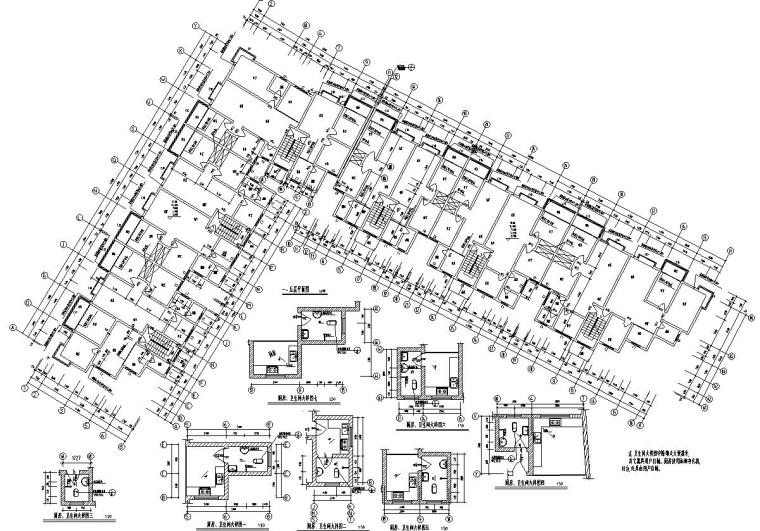 低层单元楼设计图资料下载-8层L型6单元每单元2户住宅楼设计图​