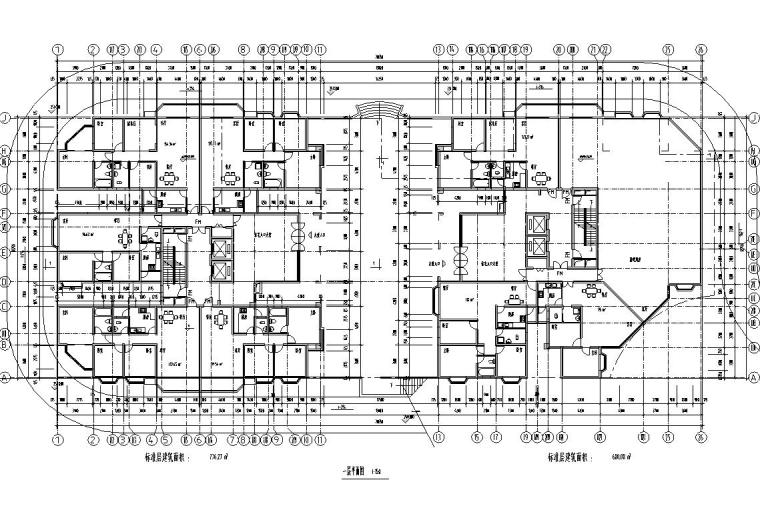 住宅楼设计图2户资料下载-26层双塔式1楼梯2电梯6户住宅楼设计图​