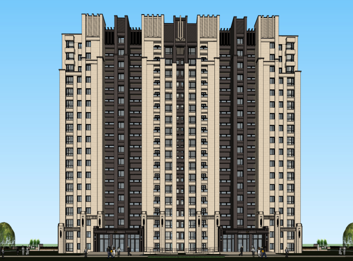 高层甲级写字楼施资料下载-新古典高层住宅建筑模型设计（水石）