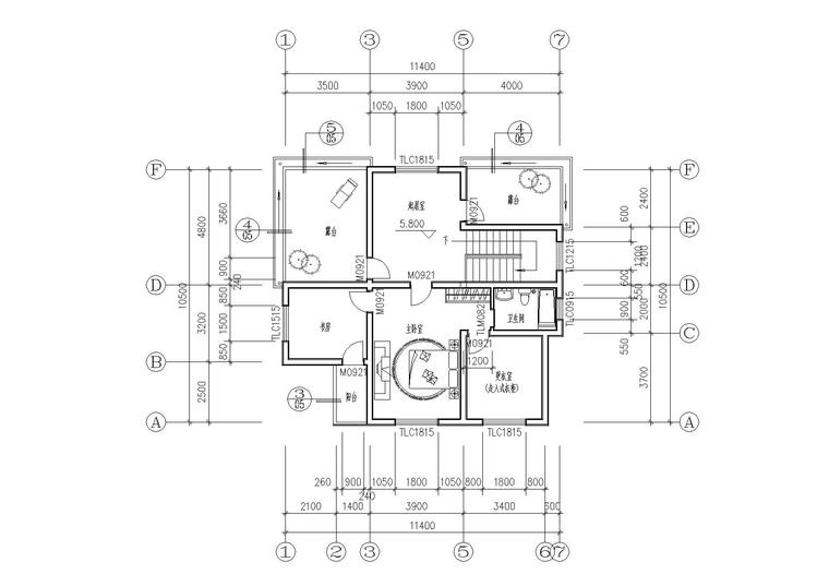 [广西]农村新型三层小康住宅建筑施工图-07农村三层小康住宅三层平面图