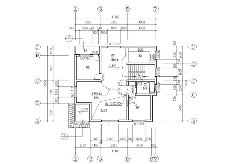 [广西]农村新型三层小康住宅建筑施工图-06农村三层小康住宅二层平面图