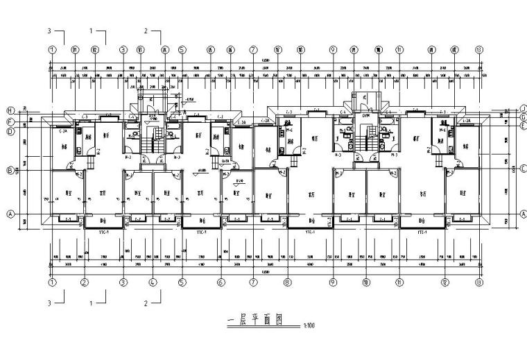 80平米建筑户型图资料下载-六层二单元3023平米对称户型图