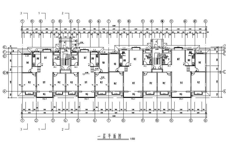 80平米建筑户型图资料下载-六层二单元3023平米对称户型图