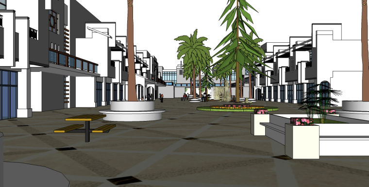 架空层商业街景观资料下载-商业街景观su模型