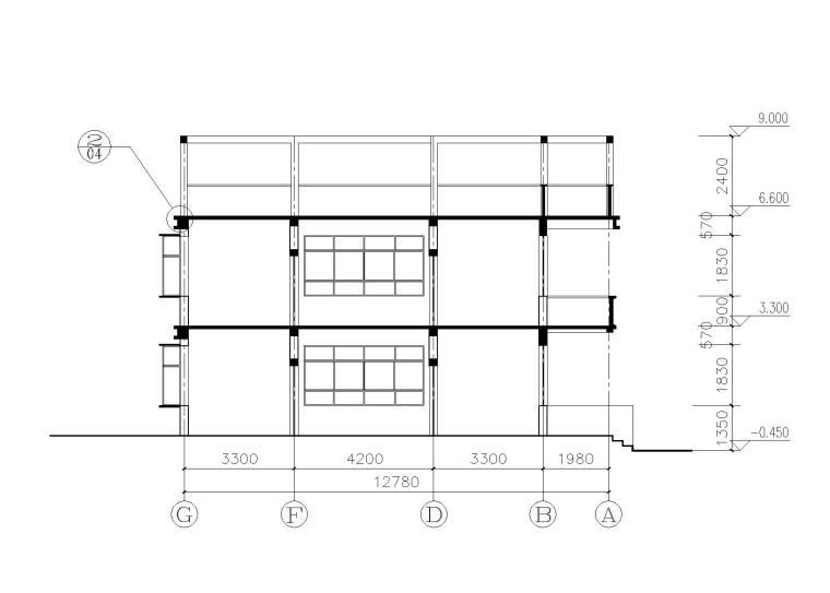 两层农村自建房建筑施工图（CAD）-1-1剖面图