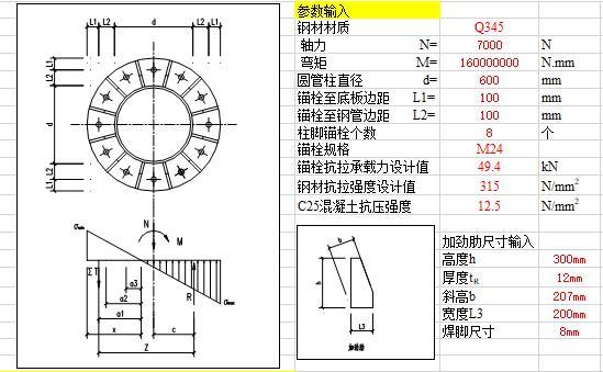 型钢计算书资料下载-圆钢柱脚和H型钢节点设计计算书