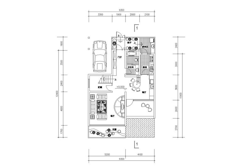 新世纪安居型农村住宅建筑施工图-03安居型农村住宅一层平面图