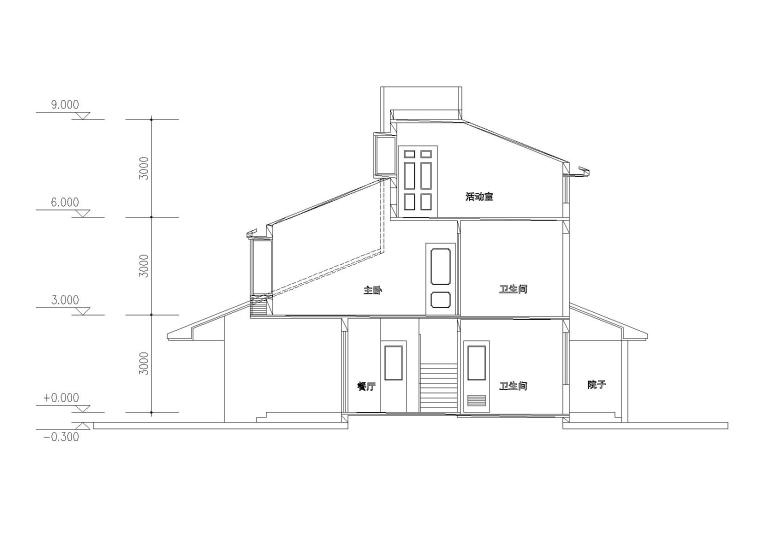 新世纪安居型农村住宅建筑施工图-07安居型农村住宅剖面图