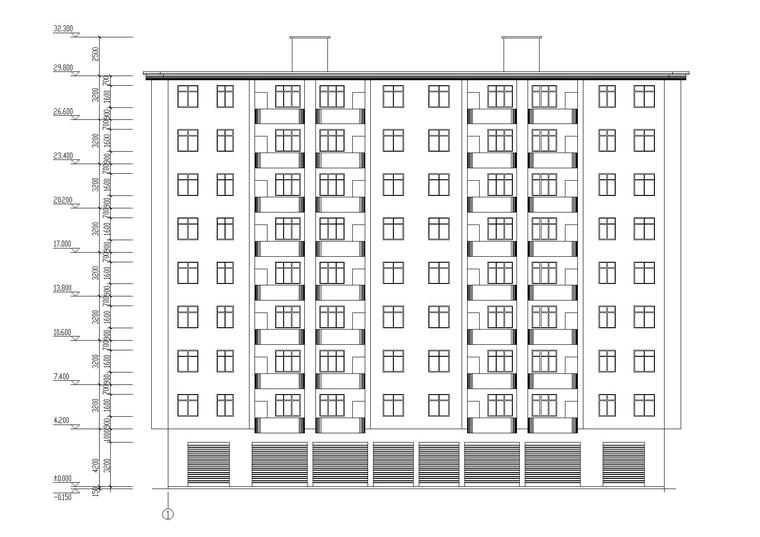 02l型小高层安置房住宅立面图