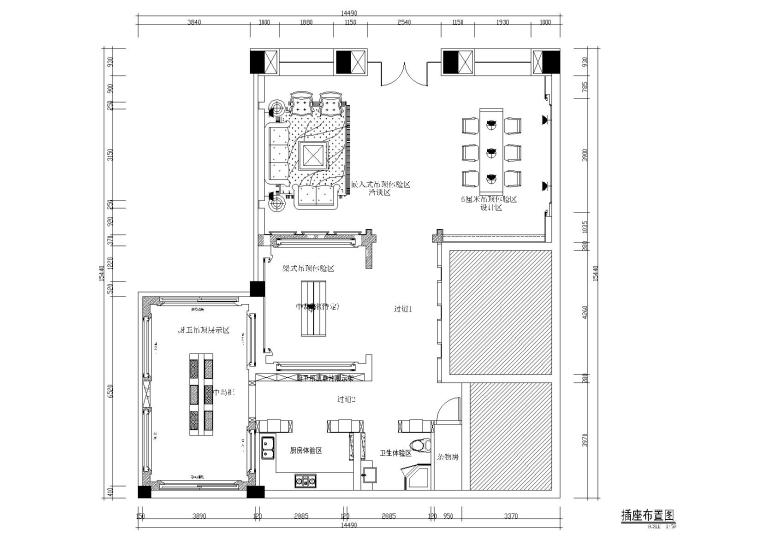 君澜吊顶生活馆设计施工图+效果图+门头-插座布置图