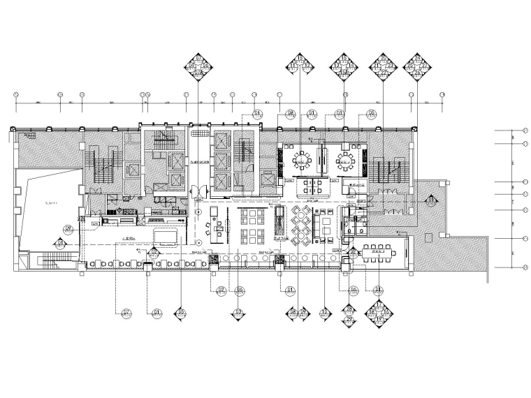 深圳益田威斯汀酒店室内装修施工图+效果图-4二层行政餐厅平面图门表图及里面索引图