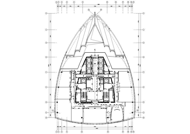 [上海]中融碧玉蓝天会所装饰工程施工图-43F平面尺寸图