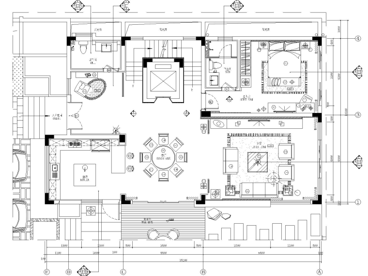 2013中式家装效果图资料下载-​四居室中式风格别墅装修施工图+效果图