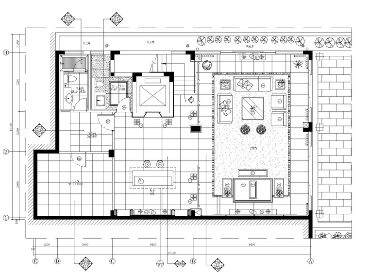 ​四居室中式风格别墅装修施工图+效果图-1地下层平面图