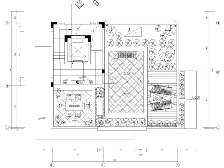 ​四居室中式风格别墅装修施工图+效果图-4屋顶层平面图