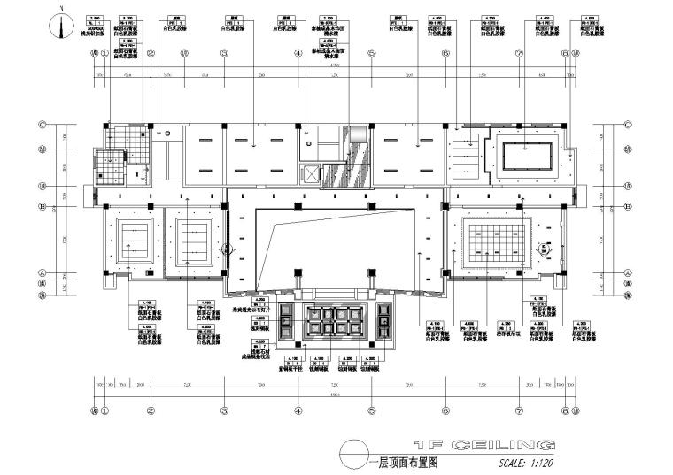 [苏州]澳华集团中式办公楼施工图+效果图-1F天花布置图