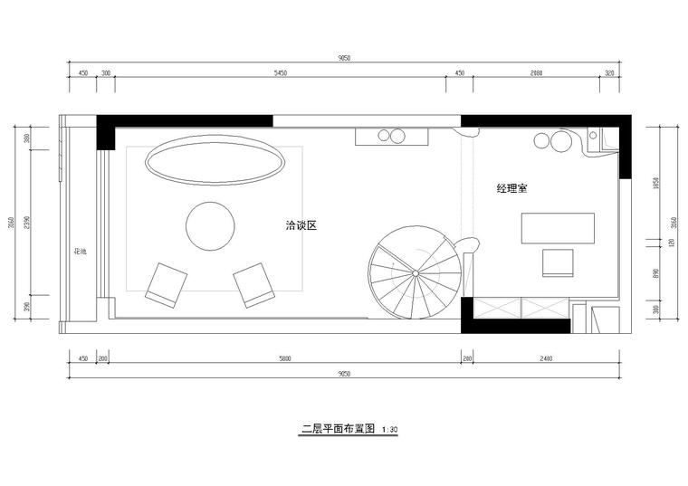 [深圳]嘉葆润地产样板房装饰施工图+效果图-二层平面布置图