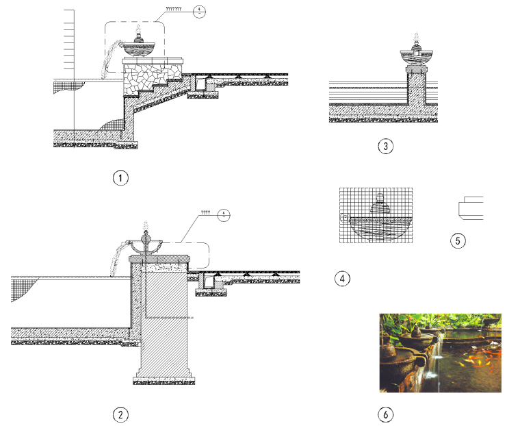 [云南]温泉度假区景观CAD施工图-含水电结构-7 泳池特色水钵详图_看图王