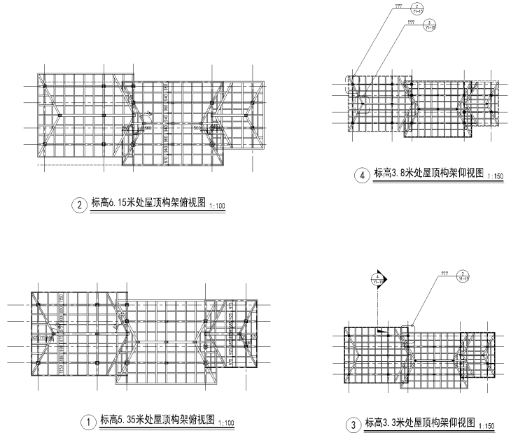 [云南]温泉度假区景观CAD施工图-含水电结构-10泳池吧亭一屋顶构架详图_看图王