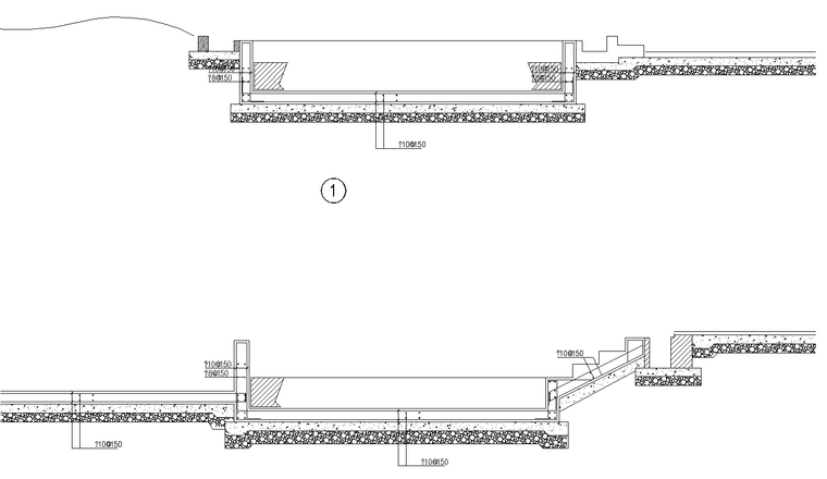[云南]温泉度假区景观CAD施工图-含水电结构-15 汤池剖面详图_看图王