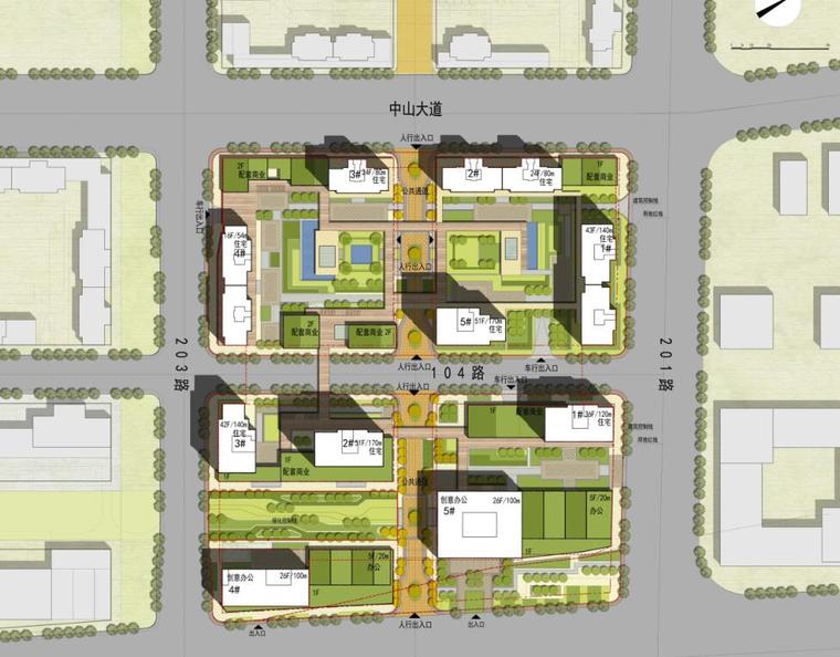 [湖北]现代风格商业住宅建筑方案文本-总平面图