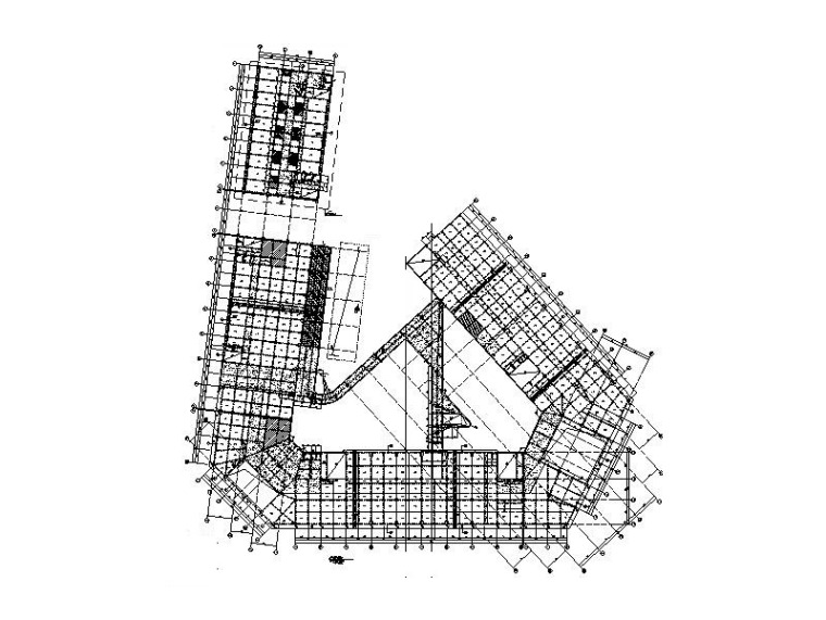 五层框架中心小学图纸资料下载-4层+11层不规则框架结构科技馆建筑结构图纸