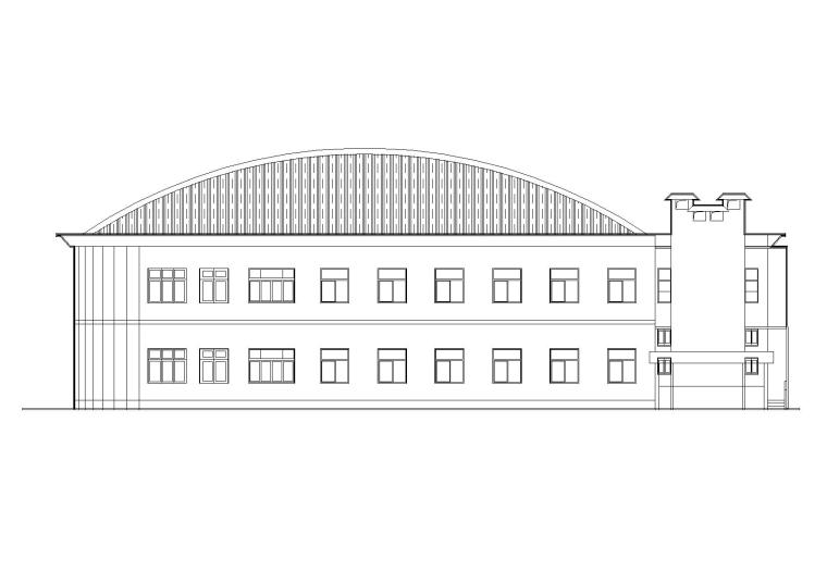食堂建筑施工图方案资料下载-二层弧形屋顶食堂建筑设计施工图