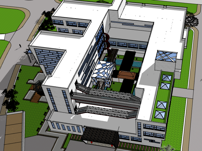 汕头大学建筑设计资料下载-大学建筑系楼建筑模型设计