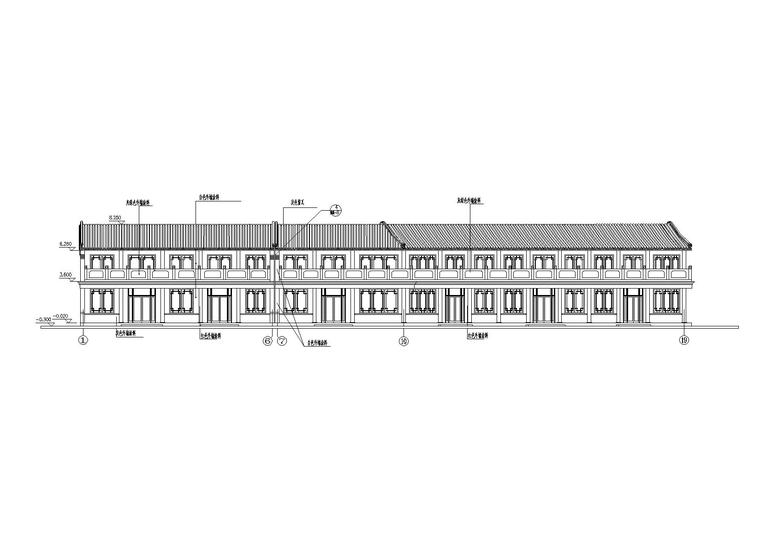 仿古商业街低层商业建筑设计施工图-02仿古商业街低层商业建筑设计立面图