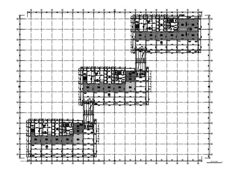 办公楼基桩结构施工图资料下载-3栋带连桥框架-抗震墙群塔办公楼结构施工图