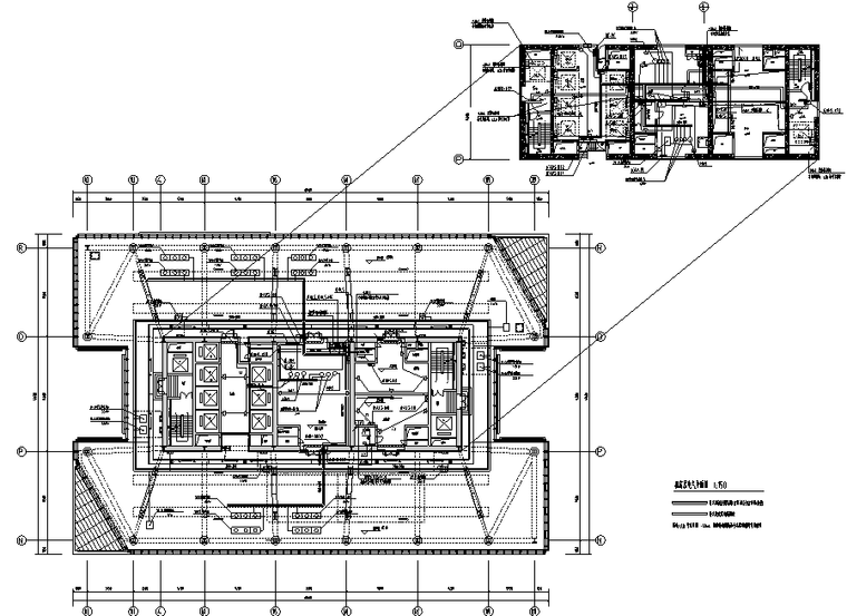 天津超高层银行金融建筑强弱电施工图-设备层电气平面图