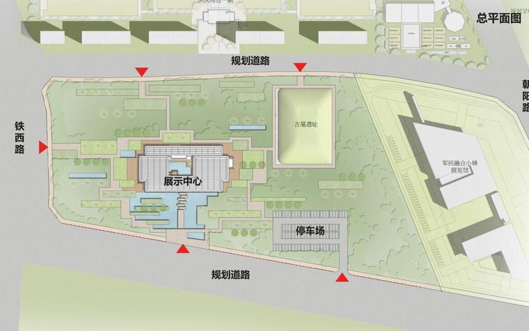 知名地产·洪庆售楼部及展览区项建筑方案二-总平面图