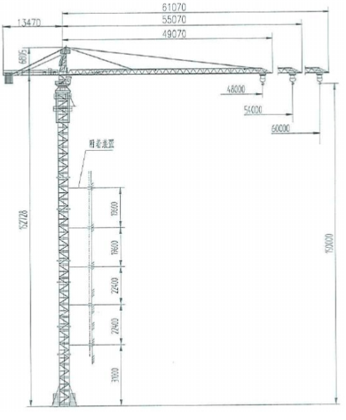 文体公园塔吊基础专项方案（专家论证后）-25 TC6013 型附着式塔吊外形示意图