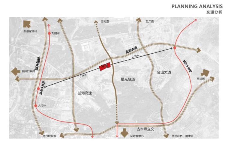 [重庆]现代山地小高层洋房豪宅 左右建筑-交通分析