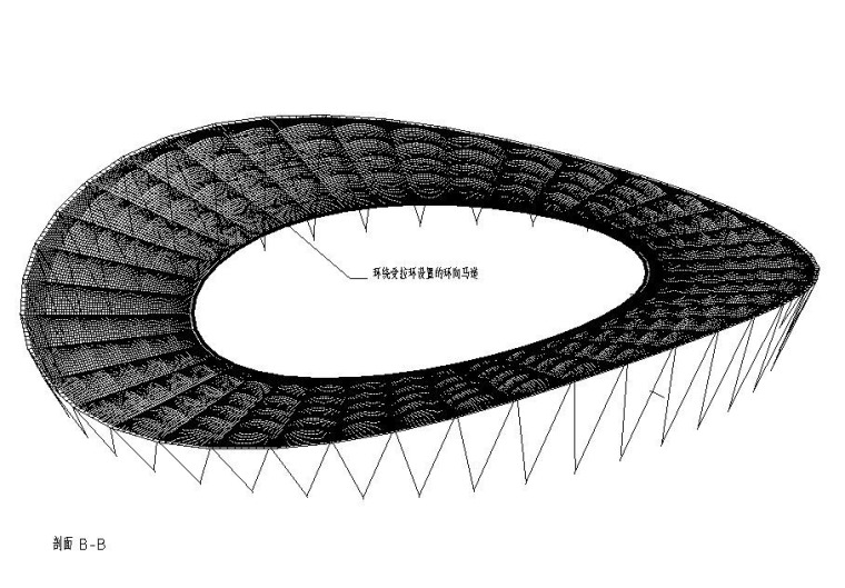 体育场平面施工图资料下载-马鞍型单层索网膜结构体育场钢屋盖结构图