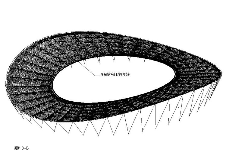 马鞍型单层索网膜结构体育场钢屋盖结构图-屋盖环向马道详图