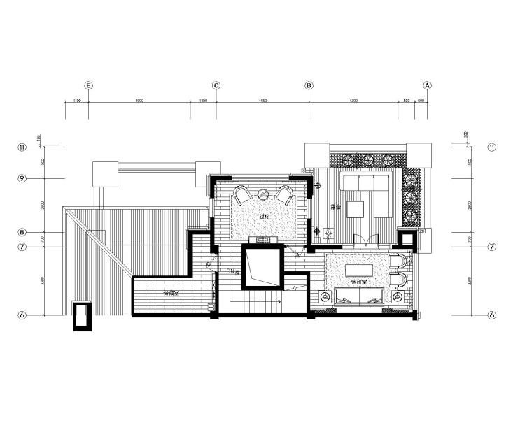 新中式风格别墅室内装修全套施工图+实景图-5四层家具平面布置图