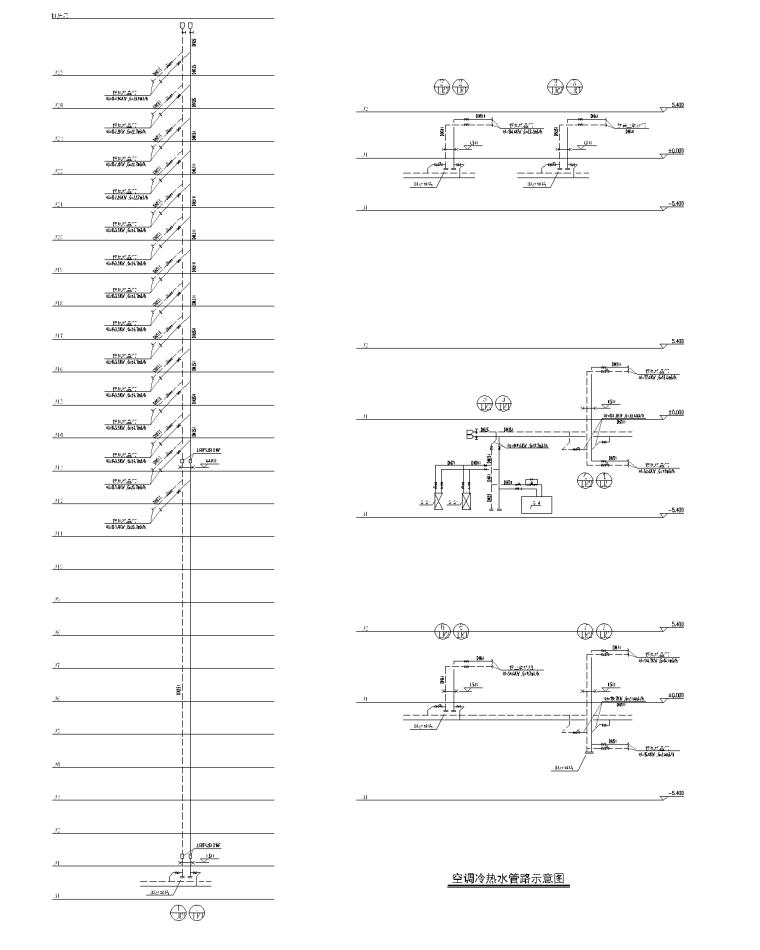 25层办公楼空气-水系统+VRV中央空调设计图-空调系统及大样图