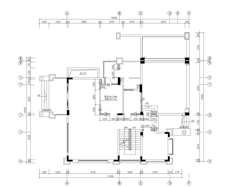 ​广州番禺某东南亚风格别墅样板房施工图-6首层间墙定位图