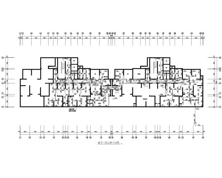 两幢32层住宅楼给排水全套施工图完整CAD版-地下一层自喷平面图