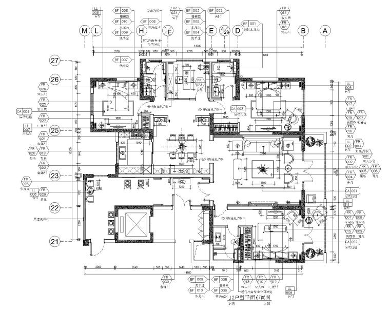 中式风格解析资料下载-深圳龙城府三居室中式风格样板房装修施工图