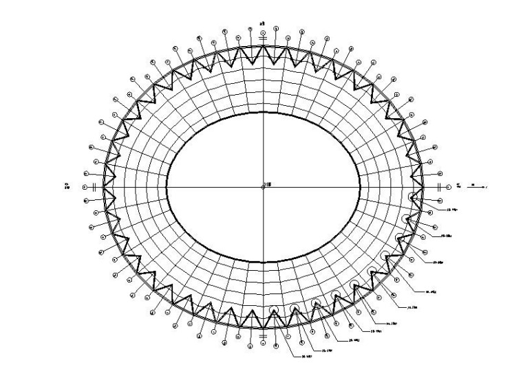 马鞍型单层索网膜结构体育场钢屋盖结构图-屋盖钢结构柱脚详图1
