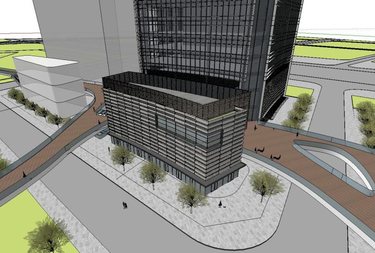 现代塔楼办公建筑su模型资料下载-现代风格商业办公建筑模型设计