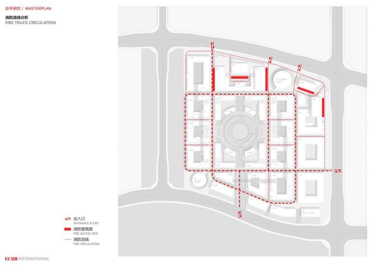 [河南]现代风格科技智慧园建筑设计-消防流线分析