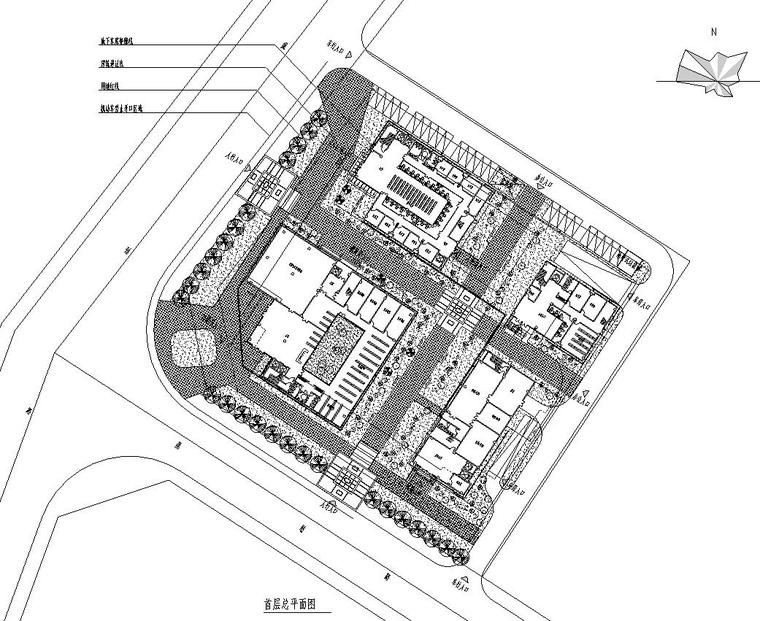 [四川]现代风格行政办公楼建筑施工图-总平面图