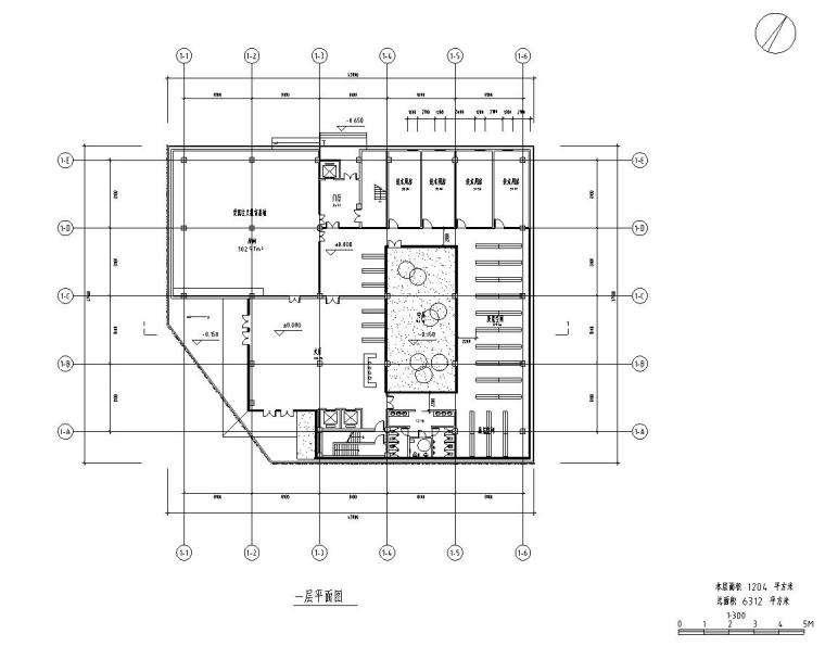 [四川]现代风格行政办公楼建筑施工图-一层平面图