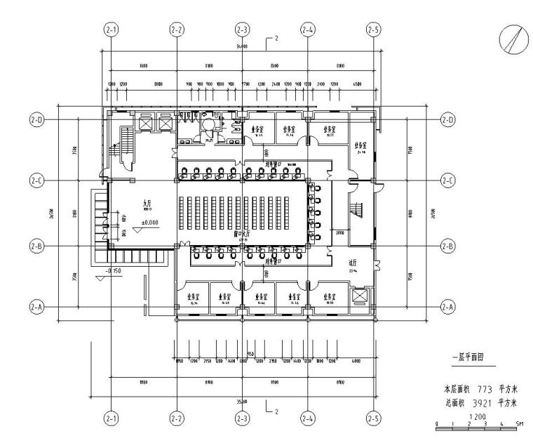 [四川]现代风格行政办公楼建筑施工图-人社局楼一层平面图