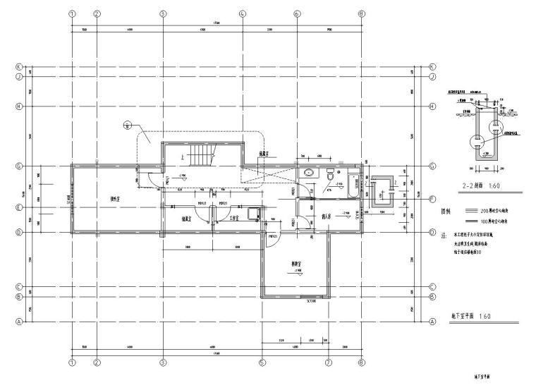 现代风格2层独栋别墅建筑施工图-地下室平面图