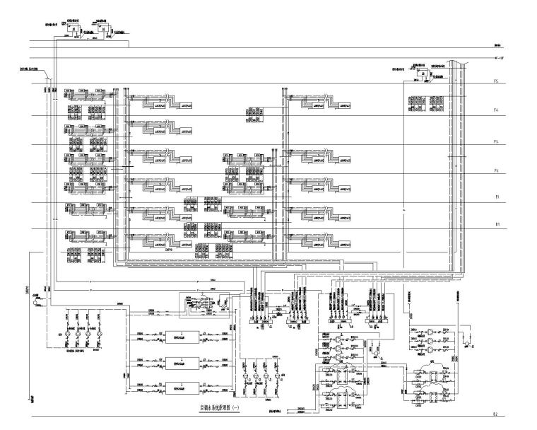 知名地产广场五星级酒店暖通设计施工图-空调水系统原理图