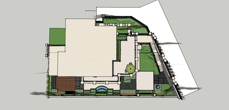 庭院景观改造方案资料下载-别墅庭院景观方案设计SU模型